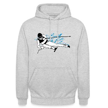 Ski alpin - Ski alpin - Slalom - Skieur - Sweat-shirt à capuche unisexe - gris clair chiné - Devant - Alina (178cm) & Michal (187cm)
