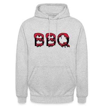 BBQ Grillen - Unisex Hoodie - Hellgrau meliert - Vorne - Alina (178cm) & Michal (187cm)