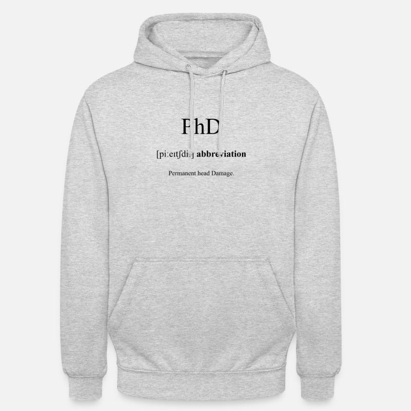 Dictionnaire de définition PhD (Promotion) - Sweat-shirt à capuche unisexe - gris clair chiné