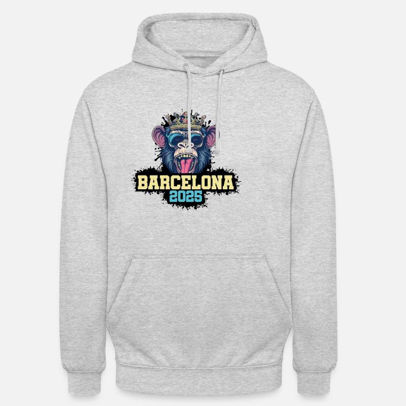 Singe Barcelone 2025 - Sweat-shirt à capuche unisexe - gris clair chiné