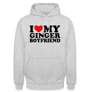 I Love My Ginger Boyfriend I Heart My Redhead BF - Unisex Hoodie - light heather grey - Front - Alina (178cm) & Michal (187cm)