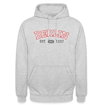 Berlin Hoodie - Unisex Hoodie - Hellgrau meliert - Vorne - Alina (178cm) & Michal (187cm)