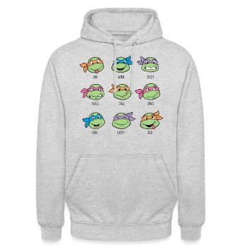 Teenage Mutant Ninja Turtles Emotionen - Unisex Hoodie - Hellgrau meliert - Vorne - Alina (178cm) & Michal (187cm)