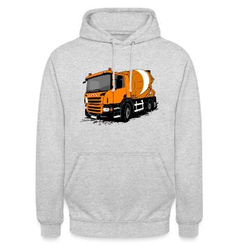 Betonmischerauto - Betonmischer LKW - Unisex Hoodie - Hellgrau meliert - Vorne - Alina (178cm) & Michal (187cm)