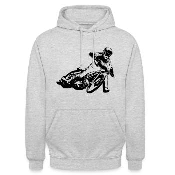Speedway Motorcycle Racer - Unisex Hoodie - Hellgrau meliert - Vorne - Alina (178cm) & Michal (187cm)