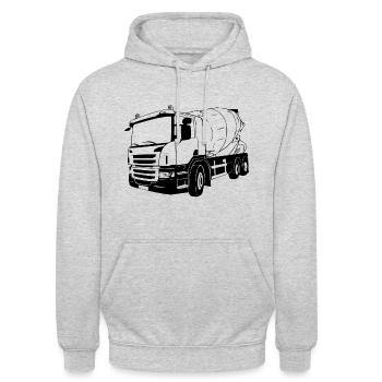Betonmischerauto - Betonmischer LKW - Unisex Hoodie - Hellgrau meliert - Vorne - Alina (178cm) & Michal (187cm)