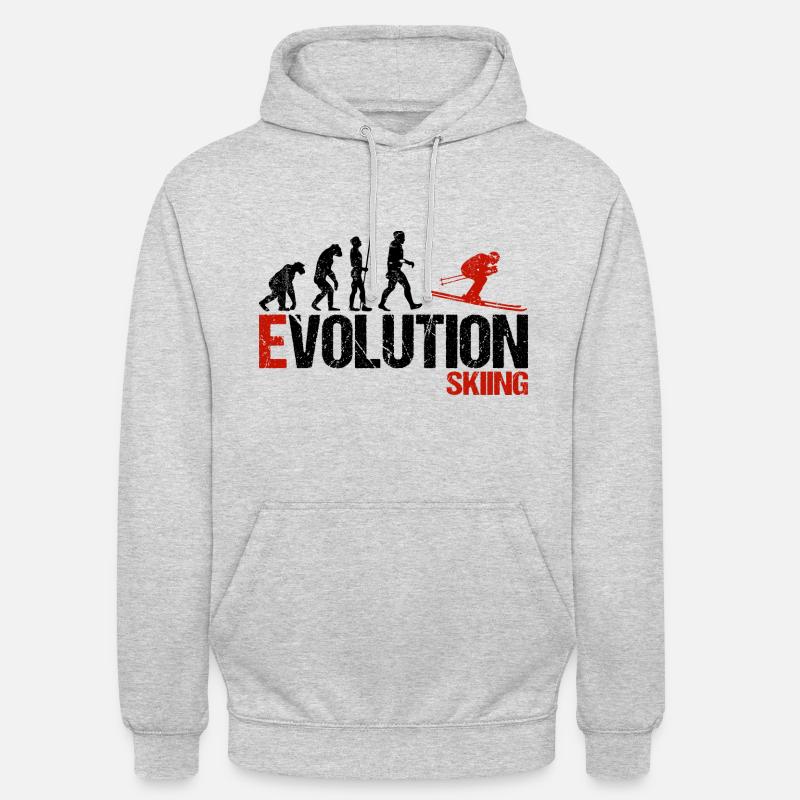 Évolution du ski - Sweat-shirt à capuche unisexe - gris clair chiné