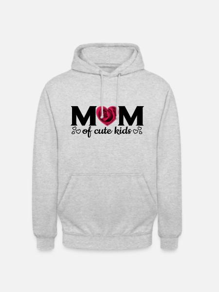 Maman d’enfants mignons - Sweat-shirt à capuche unisexe - gris clair chiné