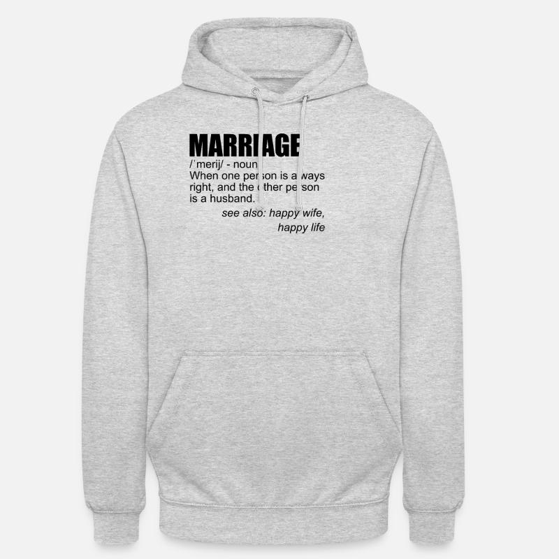 Lustige Ehe-Definition-Ehemann-Ehefrau-Ehe - Unisex Hoodie - Hellgrau meliert