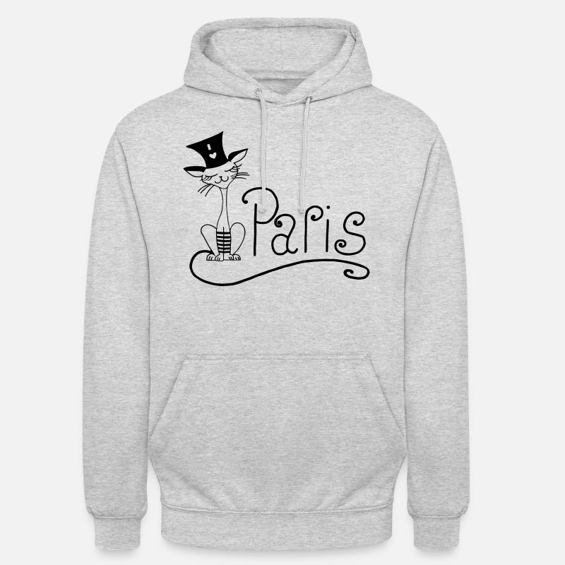 Chat paris - Sweat-shirt à capuche unisexe - gris clair chiné
