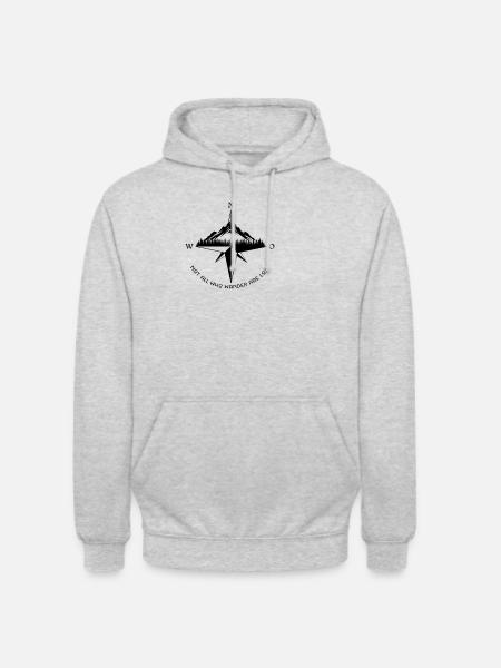 Wander Compass Mountain Quote - Unisex Hoodie - light heather grey