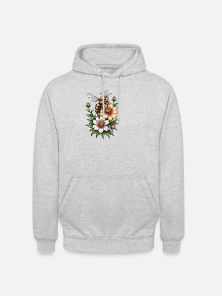Honey Bee Floral Harmony - Unisex Hoodie - light heather grey