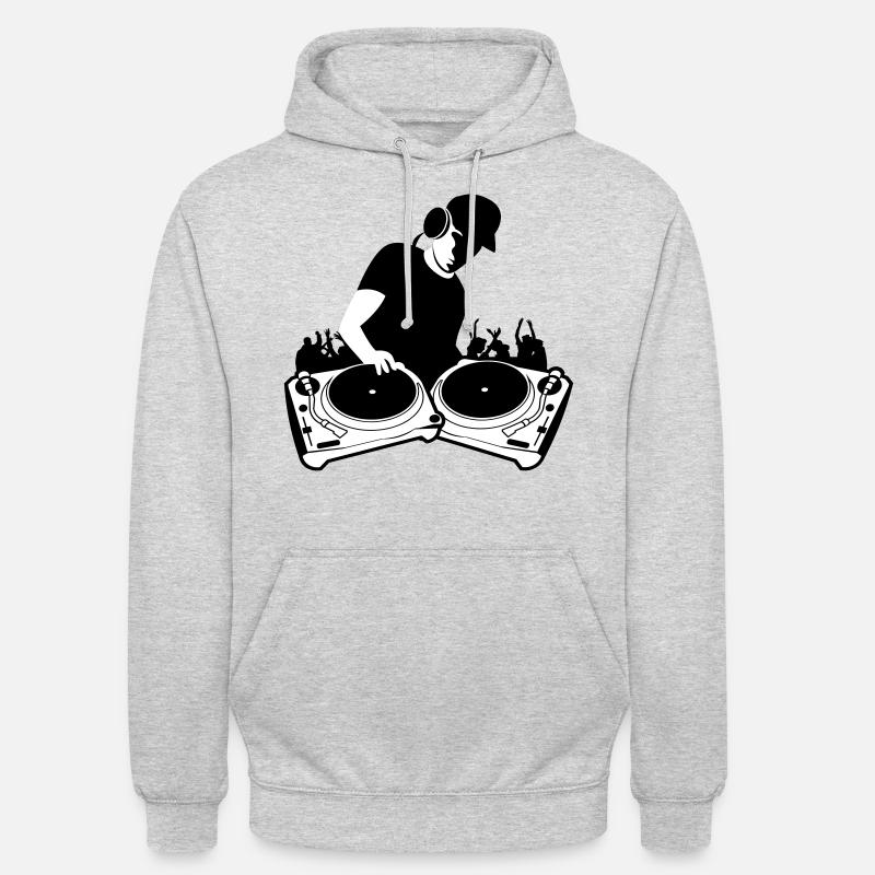 DJ mit Turntables - Unisex Hoodie - Hellgrau meliert