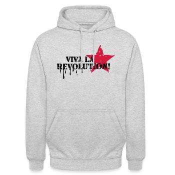 Viva la Revolution, Stern, Grunge, Anarchie, Punk - Unisex Hoodie - Hellgrau meliert - Vorne - Alina (178cm) & Michal (187cm)