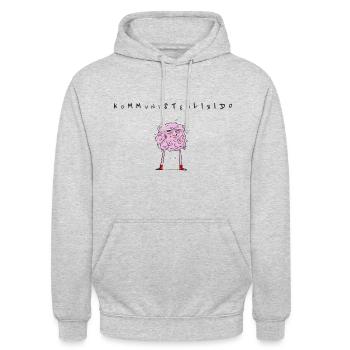 Kommunistenlibido mit Schriftzug - Unisex Hoodie - Hellgrau meliert - Vorne - Alina (178cm) & Michal (187cm)