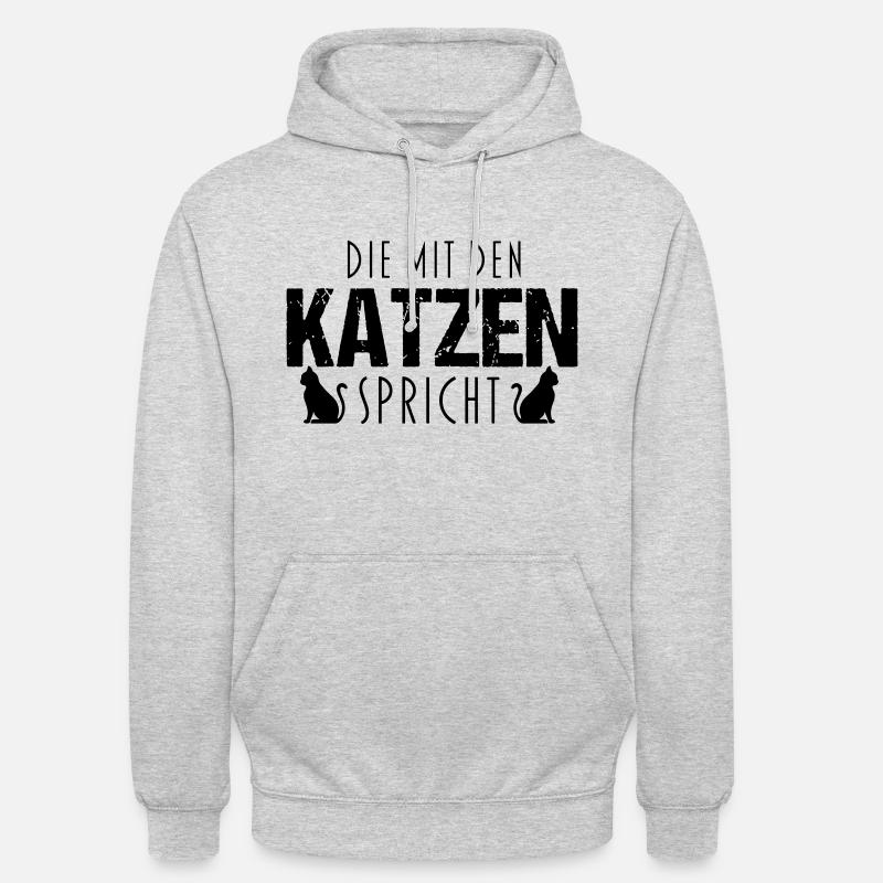 Die mit den Katzen spricht - Unisex Hoodie - Hellgrau meliert