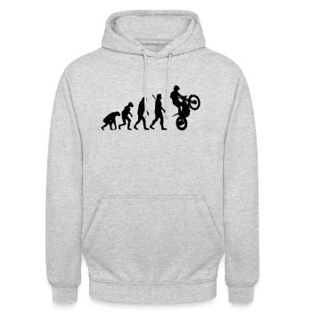 Evolution Motorrad Trial - Motorcycle Trial - Unisex Hoodie - Hellgrau meliert - Vorne - Alina (178cm) & Michal (187cm)