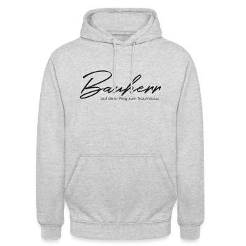 Bauherr auf dem Weg zum Traumhaus, Hausbau - Unisex Hoodie - Hellgrau meliert - Vorne - Alina (178cm) & Michal (187cm)
