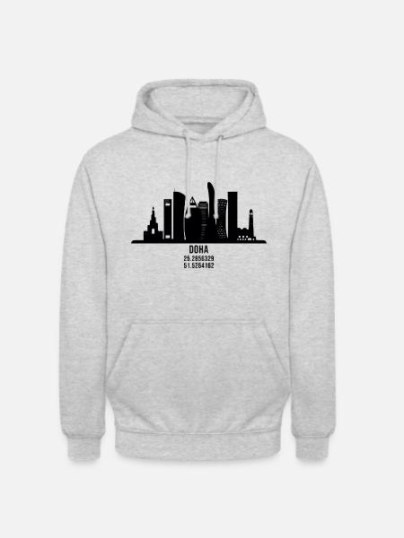Qatar Doha doha qatar - Sweat-shirt à capuche unisexe - gris clair chiné