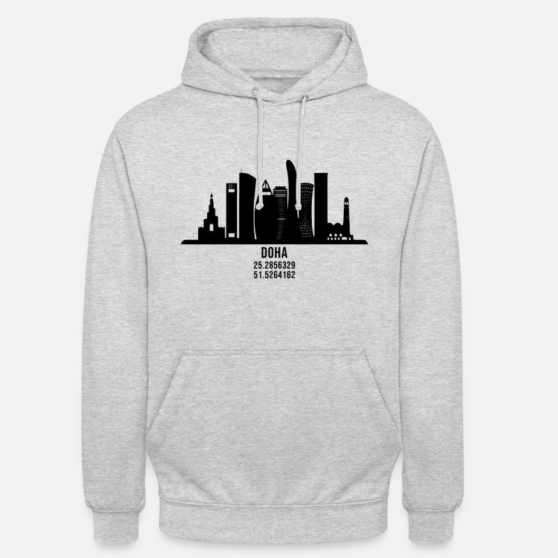 Qatar Doha doha qatar - Sweat-shirt à capuche unisexe - gris clair chiné