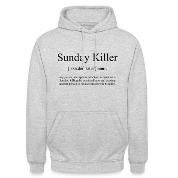 Dictionnaire de définition Sunday Killer - Sweat-shirt à capuche unisexe - gris clair chiné - Devant - Alina (178cm) & Michal (187cm)