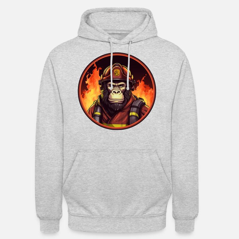 Brigade de pompiers Monkey - Sweat-shirt à capuche unisexe - gris clair chiné