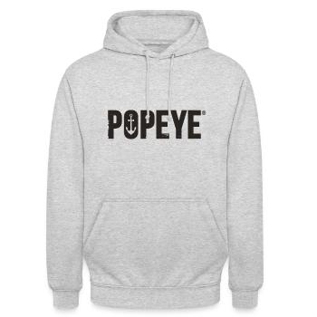 Popeye Schwarzes Logo - Unisex Hoodie - Hellgrau meliert - Vorne - Alina (178cm) & Michal (187cm)