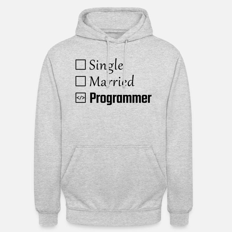 Célibataire, marié, programmeur - Sweat-shirt à capuche unisexe - gris clair chiné