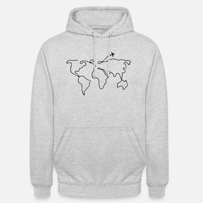 Idée cadeau carte du monde - Sweat-shirt à capuche unisexe - gris clair chiné