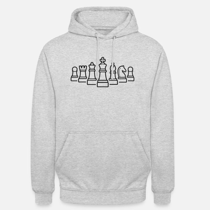 Pièces d’échecs Joueurs d’échecs - Sweat-shirt à capuche unisexe - gris clair chiné