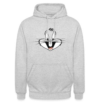 Looney Tunes Bugs Bunny Kostüm - Unisex Hoodie - Hellgrau meliert - Vorne - Alina (178cm) & Michal (187cm)