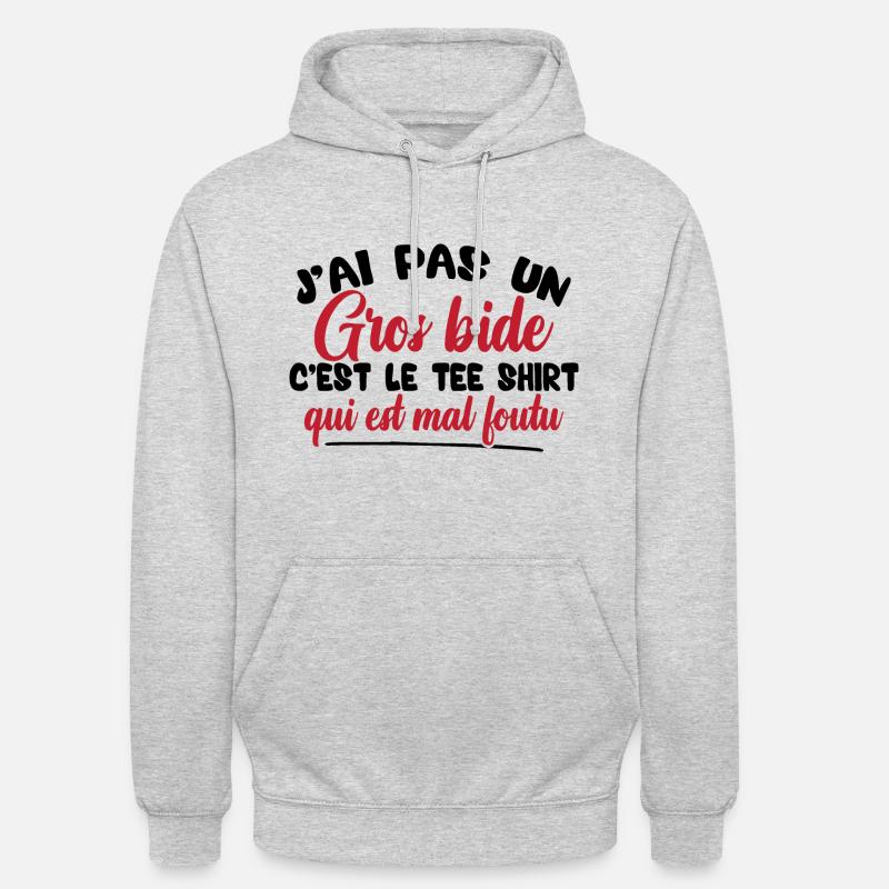 J'ai pas un gros bide - Sweat-shirt à capuche unisexe - gris clair chiné