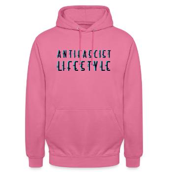 Antifascist lifestyle - Unisex Hoodie - pink - Front - Alina (178cm) & Michal (187cm)