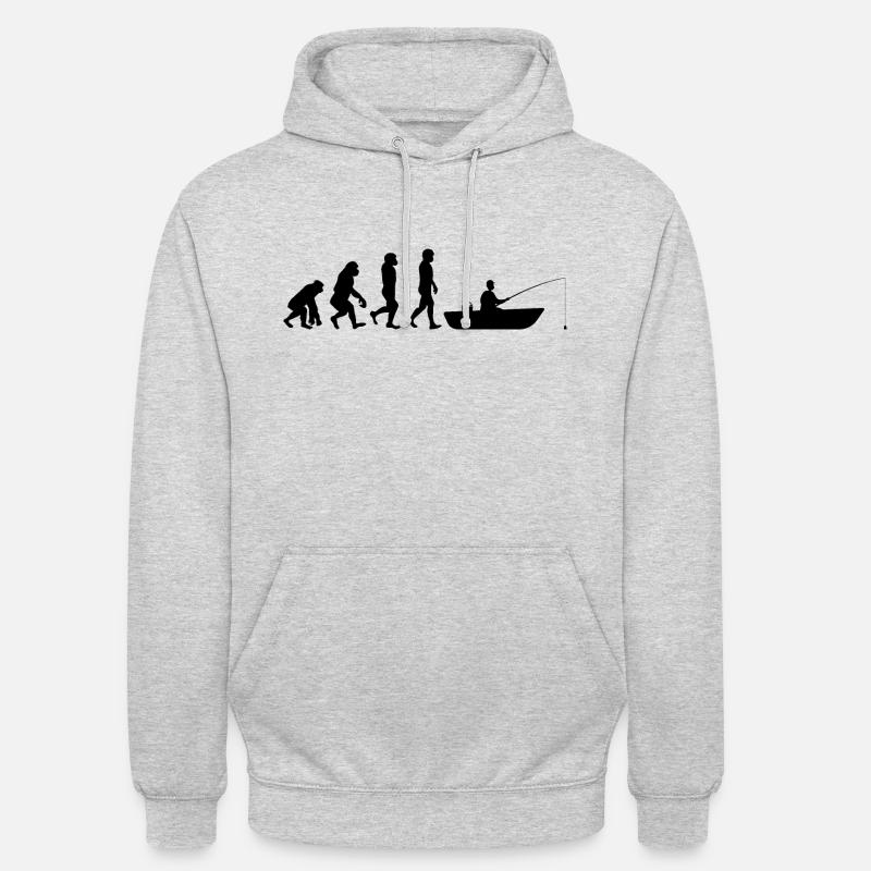 Evolution Bateau pêche - Sweat-shirt à capuche unisexe - gris clair chiné