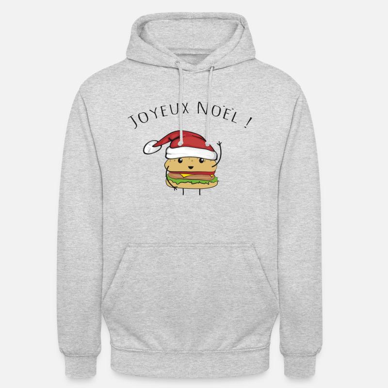 Joyeux Noël burger - Sweat-shirt à capuche unisexe - gris clair chiné