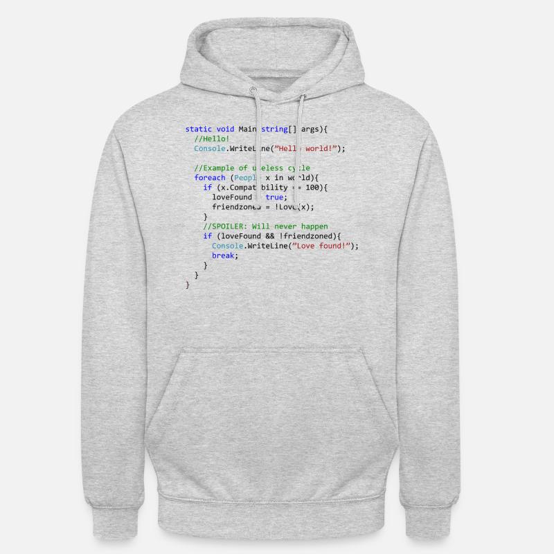Love seen by a C # programmer - Unisex Hoodie - light heather grey