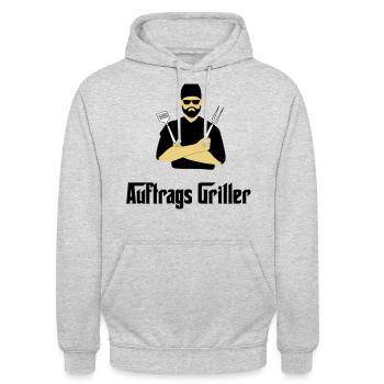 BBQ Grillen - Unisex Hoodie - Hellgrau meliert - Vorne - Alina (178cm) & Michal (187cm)