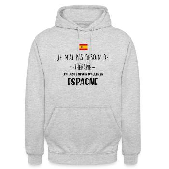 ESPAGNE - Sweat-shirt à capuche unisexe - gris clair chiné - Devant - Alina (178cm) & Michal (187cm)