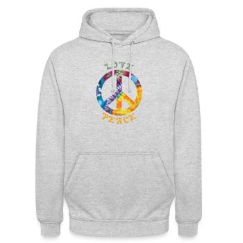 Love Peace Hippie Hippie Kostuem 60er 70er 90er - Unisex Hoodie - Hellgrau meliert - Vorne - Alina (178cm) & Michal (187cm)
