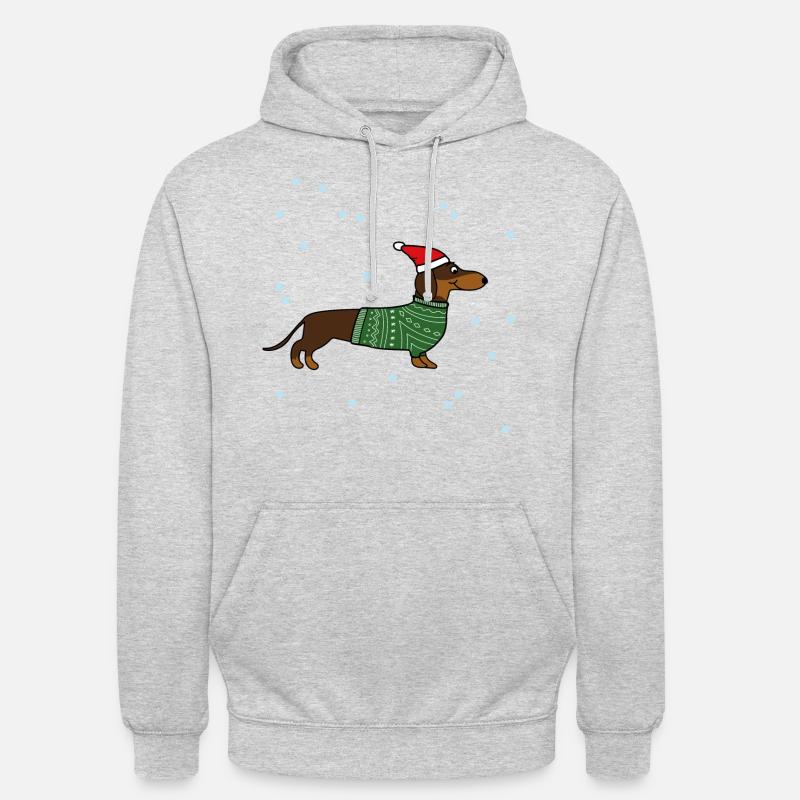 Cadeau de teckel de teckel de Noël - Sweat-shirt à capuche unisexe - gris clair chiné