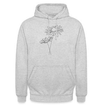 Kamille Strichzeichnungen - Unisex Hoodie - Hellgrau meliert - Vorne - Alina (178cm) & Michal (187cm)