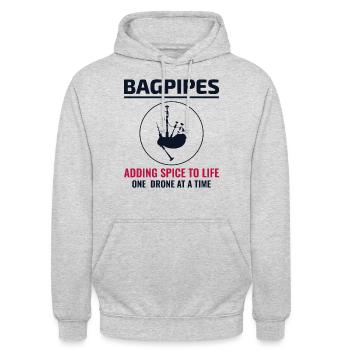 Instrument de joueur de cornemuse Musique écossaise - Sweat-shirt à capuche unisexe - gris clair chiné - Devant - Alina (178cm) & Michal (187cm)