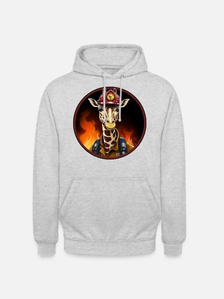 Firefighter Giraffe - Unisex Hoodie - light heather grey