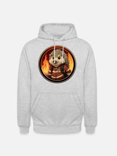 Hérisson pompier - Sweat-shirt à capuche unisexe - gris clair chiné