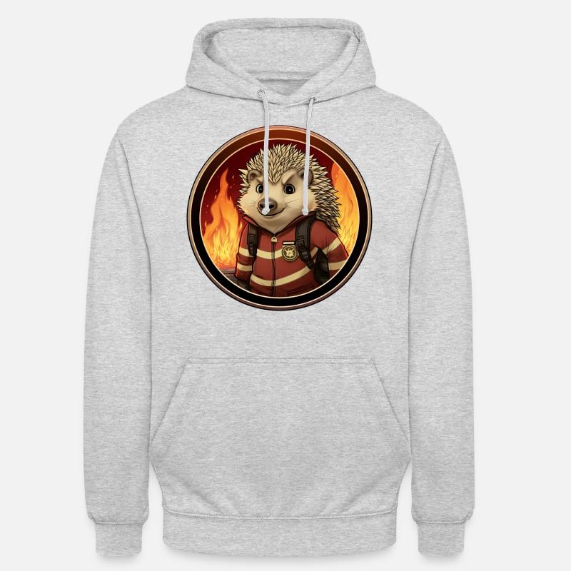 Feuerwehrmann Igel - Unisex Hoodie - Hellgrau meliert