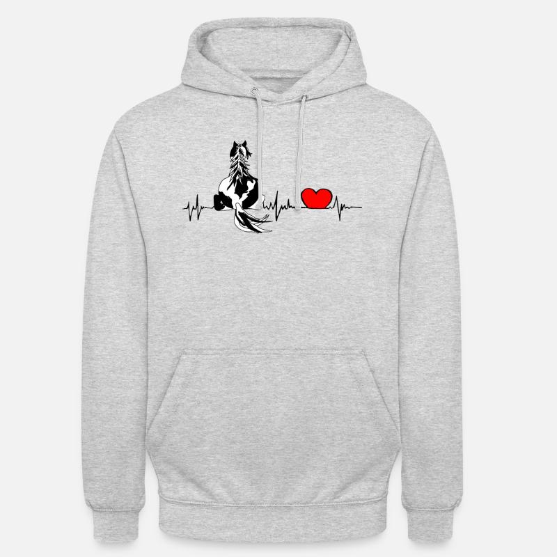 Heartbeat Pferdedesign - Herzfrequenz Tinker - Unisex Hoodie - Hellgrau meliert