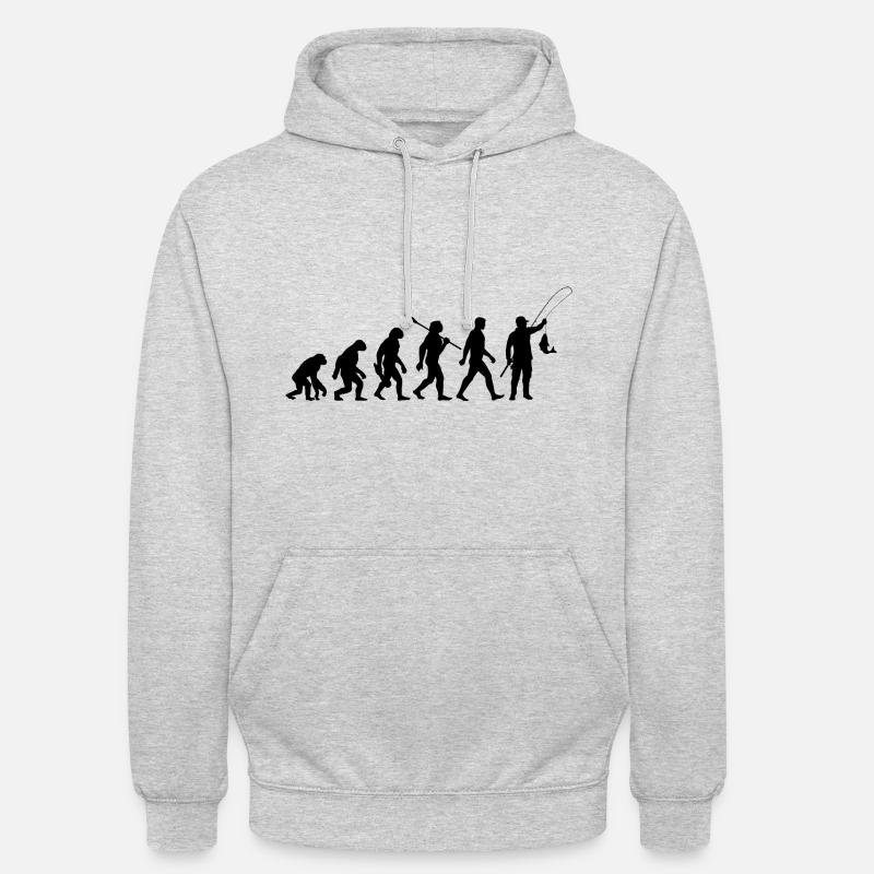 Evolution - Pêche - Pêcheurs - Pêcher - Sweat-shirt à capuche unisexe - gris clair chiné