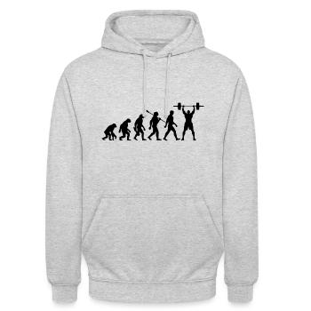 Evolution - Haltérophilie - Musculation - Sweat-shirt à capuche unisexe - gris clair chiné - Devant - Alina (178cm) & Michal (187cm)