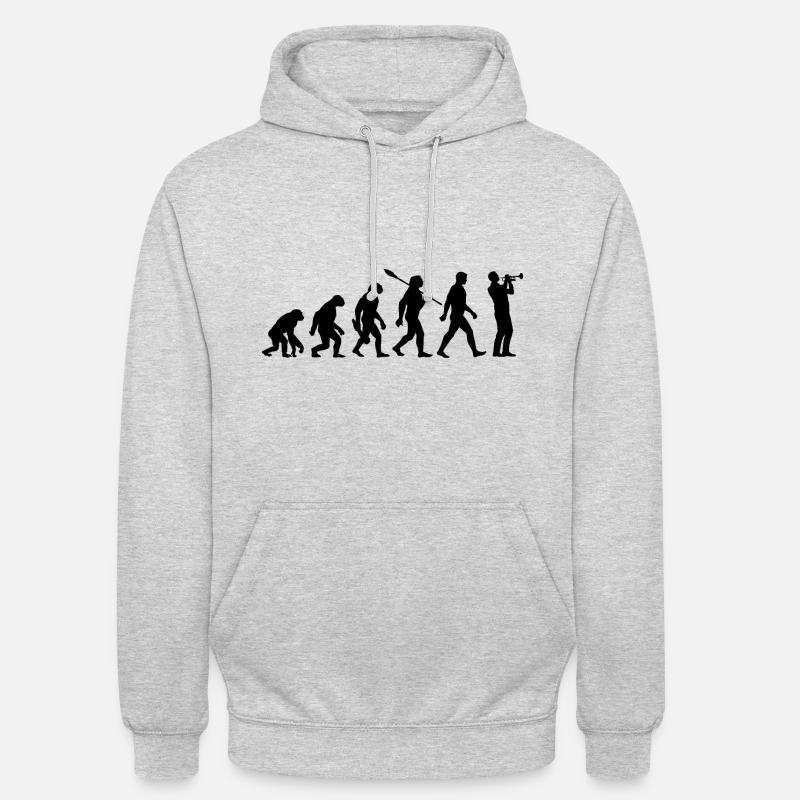 Evolution - Trompete - Musiker - Blasinstrument - Unisex Hoodie - Hellgrau meliert