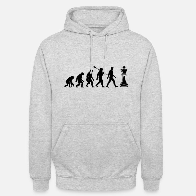 Evolution - Schach - Schachspieler - Unisex Hoodie - Hellgrau meliert